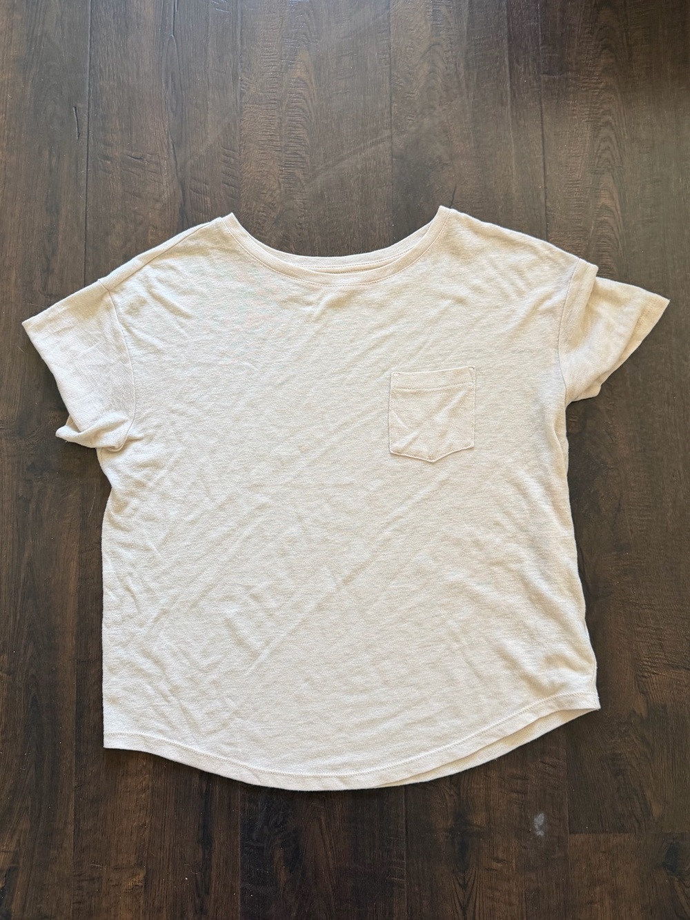 Casual Cream Short Sleeve Pocket Tee - Women